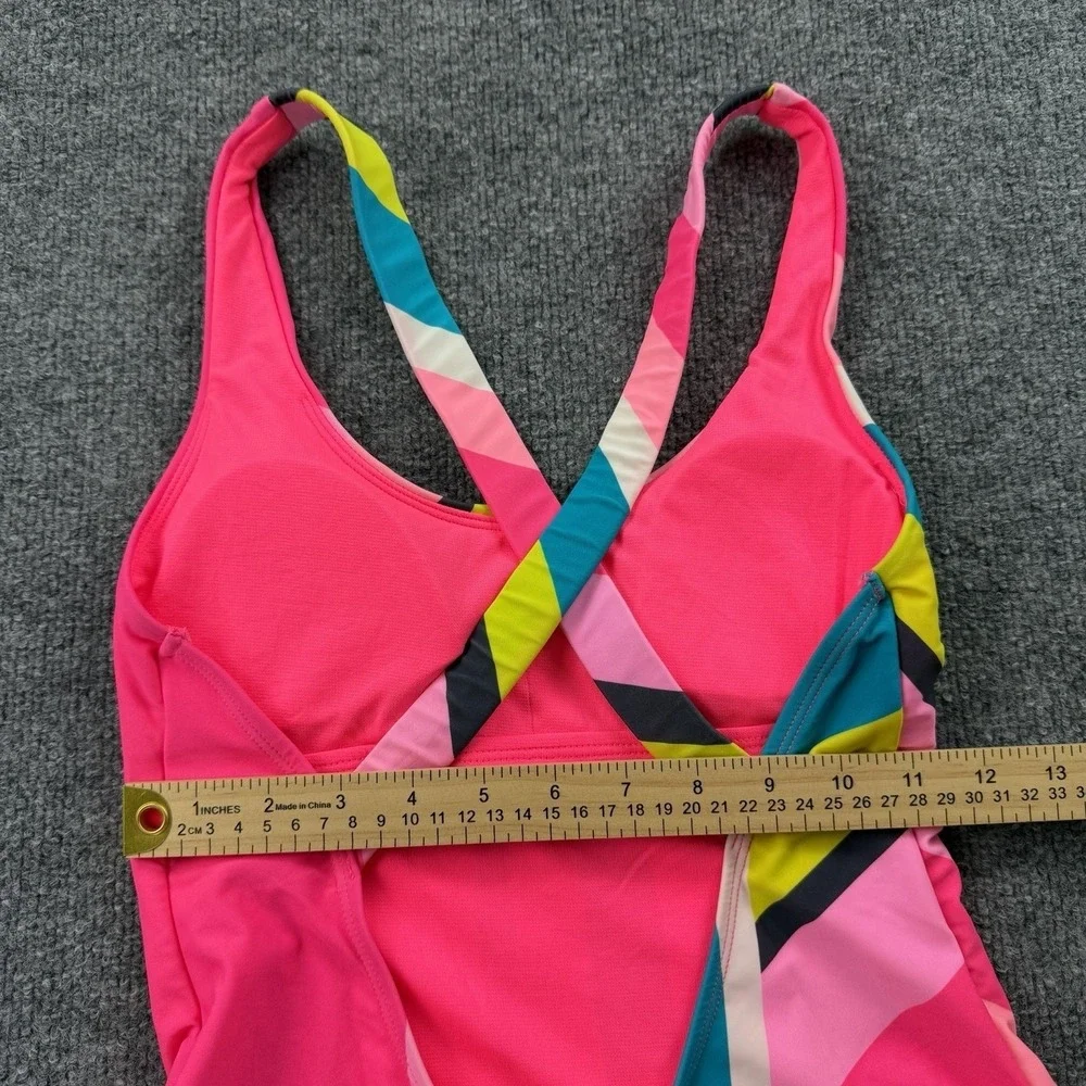 Polo Ralph Lauren Girls One Piece Swimsuit Size S (3–5) Pink Multicolor USA Logo